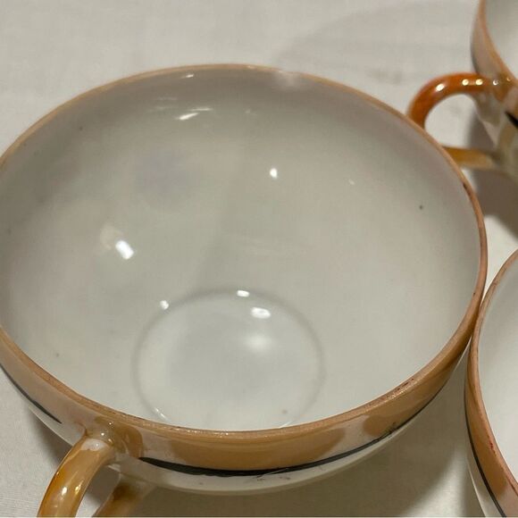 Chinese lustreware teacup and saucer set of 4/8 - Picture 4 of 12